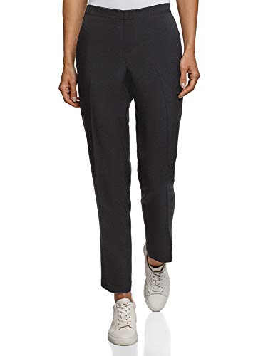 oodji Ultra Mujer Pantalones Recortados con Cintura Elástica, Negro, ES 36 / XS