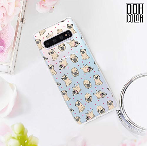 OOH!COLOR Carcasa para Móvil Compatible con Funda Samsung Galaxy A50 Silicona Animales Transparente Suave Bumper Teléfono Caso para Samsung A50 con Dibujo Doguillo