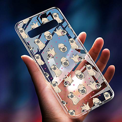 OOH!COLOR Carcasa para Móvil Compatible con Funda Samsung Galaxy A50 Silicona Animales Transparente Suave Bumper Teléfono Caso para Samsung A50 con Dibujo Doguillo
