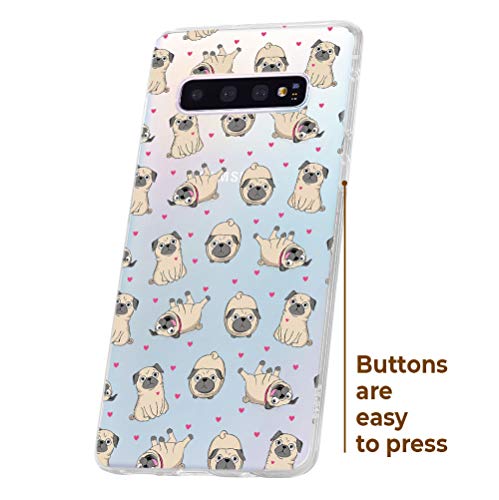 OOH!COLOR Carcasa para Móvil Compatible con Funda Samsung Galaxy A50 Silicona Animales Transparente Suave Bumper Teléfono Caso para Samsung A50 con Dibujo Doguillo