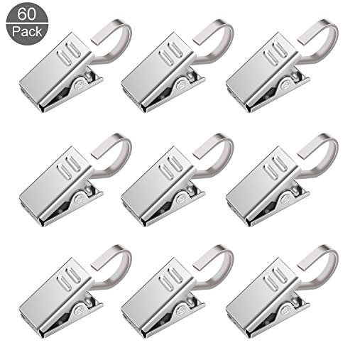 OOTSR [60 Paquete] Clips de Gancho de Acero Inoxidable, ganchoclips para Cortina de Ducha multifunción para Actividades al Aire Libre