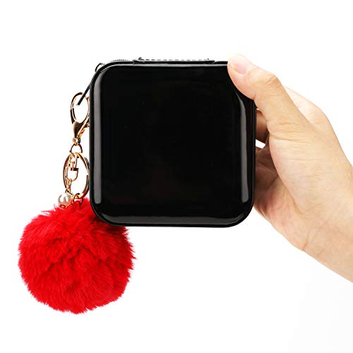 OOTSR Organizador joyería de tamaño pequeño con Linda Bola de pompón, Caja Almacenamiento Joyas, baratijas para Mujer, Organizador de joyería para Collar, Anillos, aretes, espárragos