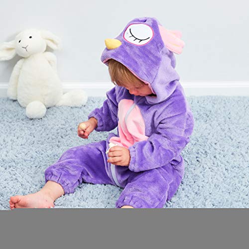 OPAKY Bebé Recién Nacido Niña Niño Dibujos Animados Animales con Capucha de Franela Mameluco Mono Ropa de Abrigo Pijamas de un Pieza Pijama Unicornio Niña Pijamas Niños