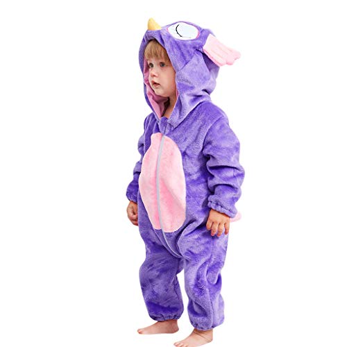 OPAKY Bebé Recién Nacido Niña Niño Dibujos Animados Animales con Capucha de Franela Mameluco Mono Ropa de Abrigo Pijamas de un Pieza Pijama Unicornio Niña Pijamas Niños
