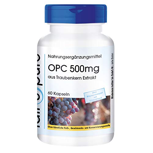 OPC 500mg - Extracto de semilla de uva vegano - Alta pureza - 60 Cápsulas