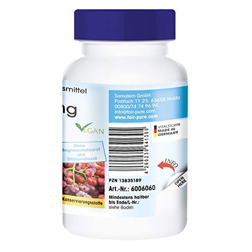OPC 600mg con Acerola en Cápsulas - Vegano - Extracto de Semilla de Uva con vitamina C - Vegano - Alta pureza - 60 Cápsulas