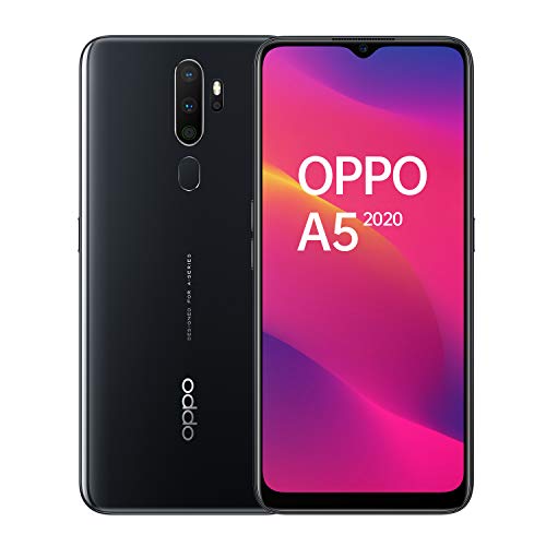 OPPO A5 2020 - Smartphone de 6.5" HD+, 4G Dual SIM, 3 GB/ 64 GB, Qualcomm Snapdragon 665 Octacore, cámara trasera 12 Mpx + 8 Mpx (gran angular) + 2 Mpx + 2 Mpx, 5.000 mAh, Android 9, Negro