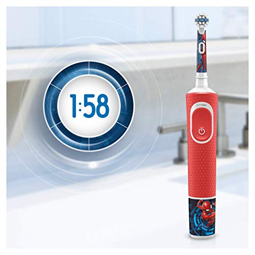 Oral-B Kids - Cepillo eléctrico recargable, 1 mango con personajes de Disney Spider-Man, a partir de 3 años