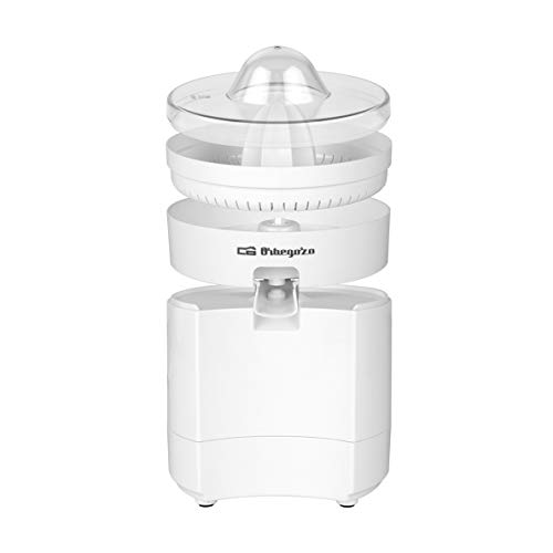 Orbegozo EP 2500 - Exprimidor zumo eléctrico de naranjas, 2 conos para piezas de distinto tamaño, sistema antigoteo, 100 W de potencia