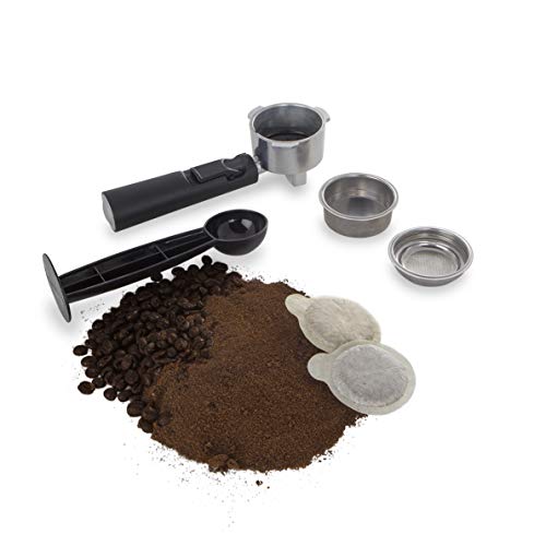 Orbegozo EX 3050 Cafetera espresso con bomba italiana de 20 bares de presión, frontal de acero inoxidable, 850 W, 2 cups, Negro mate