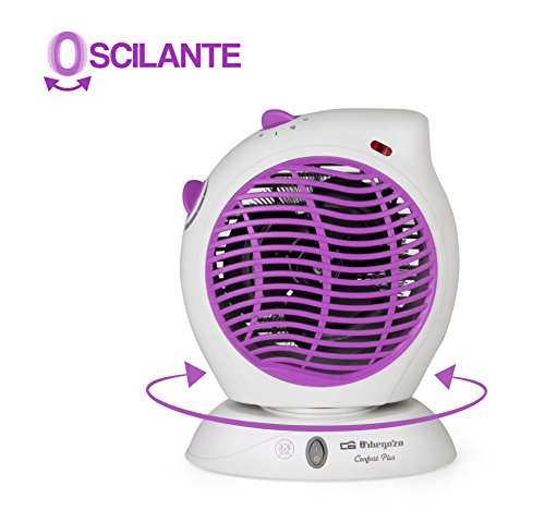 Orbegozo FH 5580 – Calefactor vertical oscilante, temperatura regulable, protección contra sobrecalentamiento, posición aire frío, 2 posiciones de calor, 2000 W