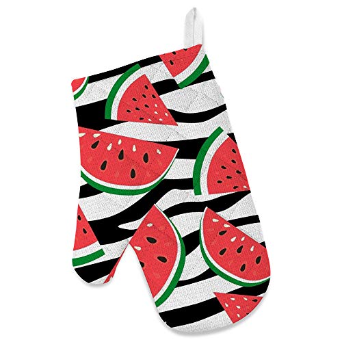 Orediy - Juego de 3 manoplas de cocina con forma de sandía, diseño de semillas negras, resistente al calor, almohadilla aislante