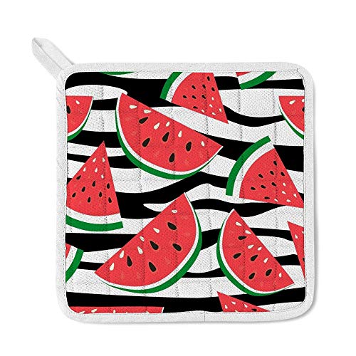 Orediy - Juego de 3 manoplas de cocina con forma de sandía, diseño de semillas negras, resistente al calor, almohadilla aislante