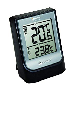 Oregon Scientific EMR211X - Termómetro con función bluetooth, temperatura interior y exterior, 5 canales, alerta hielo, negro, gris, blanco