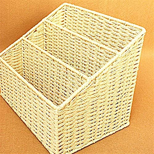 Organizador de archivos de escritorio Contenedores de almacenamiento Tejido Portátil de mimbre Cesta Contenedor Caja Libro clasificado Estante Libro de clasificación Clasificación de la cesta Carpeta