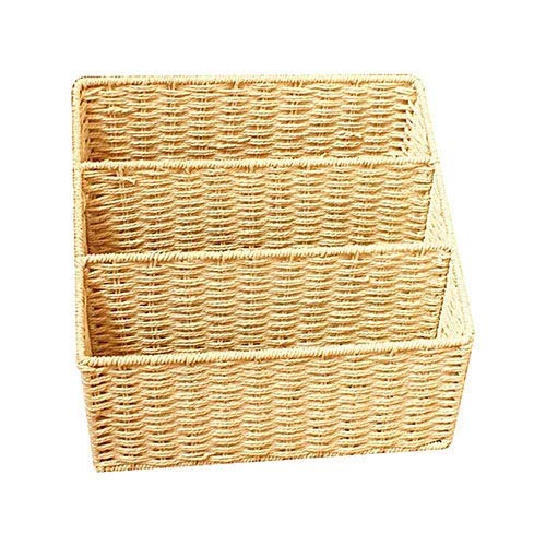 Organizador de archivos de escritorio Contenedores de almacenamiento Tejido Portátil de mimbre Cesta Contenedor Caja Libro clasificado Estante Libro de clasificación Clasificación de la cesta Carpeta