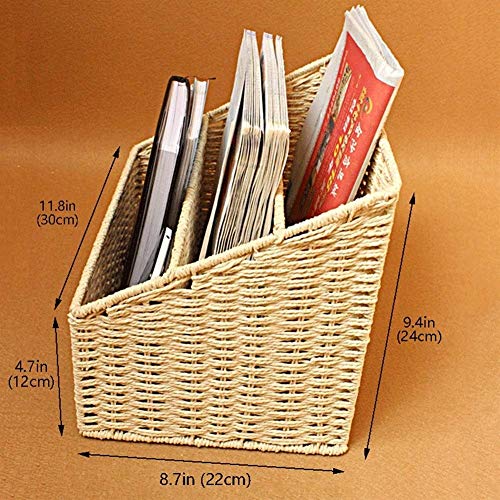 Organizador de archivos de escritorio Contenedores de almacenamiento Tejido Portátil de mimbre Cesta Contenedor Caja Libro clasificado Estante Libro de clasificación Clasificación de la cesta Carpeta