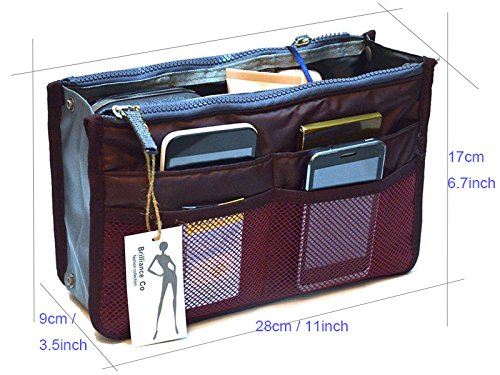 Organizador De Bolso De Mano, Forro, Inserto, 12 Bolsillos Bolsos Divisiones - Negro