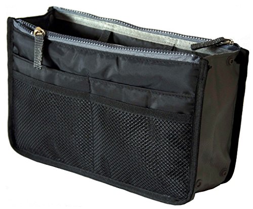 Organizador De Bolso De Mano, Forro, Inserto, 12 Bolsillos Bolsos Divisiones - Negro