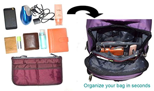 Organizador De Bolso De Mano, Forro, Inserto, 12 Bolsillos Bolsos Divisiones - Negro