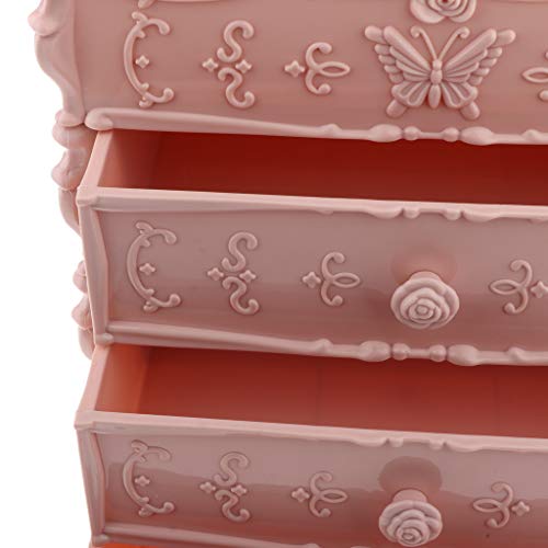 Organizador de Cajones de Almacenamiento de Maquillaje Soporte de Cosméticos para Mostrador de 3 Niveles - Rosado