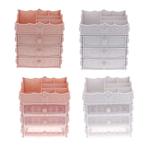Organizador de Cajones de Almacenamiento de Maquillaje Soporte de Cosméticos para Mostrador de 3 Niveles - Rosado