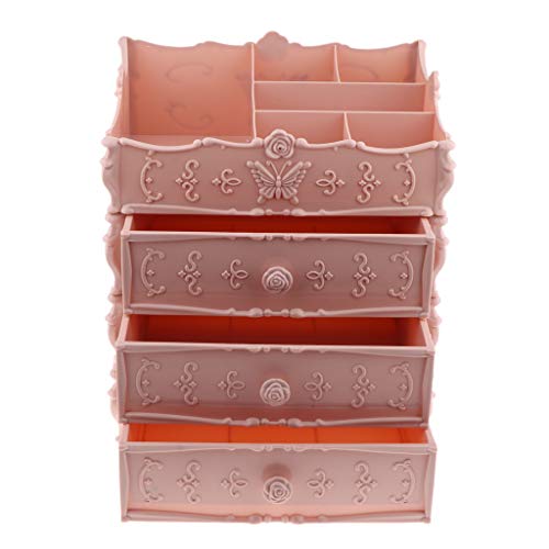 Organizador de Cajones de Almacenamiento de Maquillaje Soporte de Cosméticos para Mostrador de 3 Niveles - Rosado