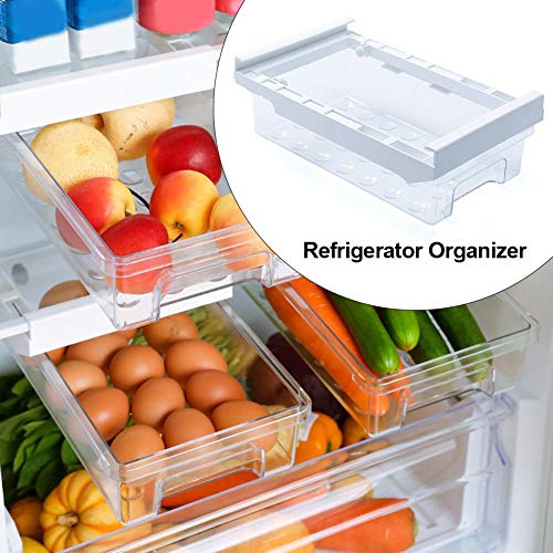 Organizador de cajones para frigorífico,cajón retráctil,caja de almacenamiento para frigorífico,compartimentos extraíbles de diseño único,caja de almacenamiento para soporte estante para frigorífico