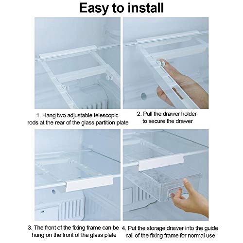 Organizador de cajones para frigorífico,cajón retráctil,caja de almacenamiento para frigorífico,compartimentos extraíbles de diseño único,caja de almacenamiento para soporte estante para frigorífico