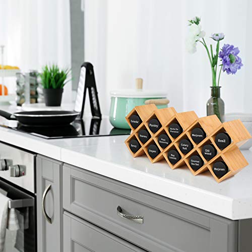 Organizador de especias de bambú para encimera, soporte para especias, 43,5 x 18,5 x 9,5 cm.