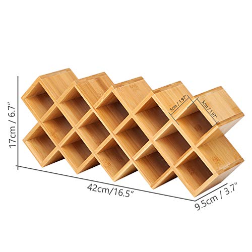 Organizador de especias de bambú para encimera, soporte para especias, 43,5 x 18,5 x 9,5 cm.
