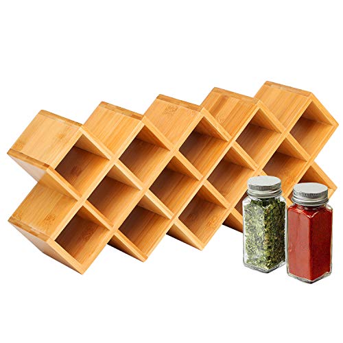 Organizador de especias de bambú para encimera, soporte para especias, 43,5 x 18,5 x 9,5 cm.