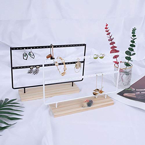 Organizador del sostenedor del pendiente, soporte del pendiente del organizador del pendiente del perno Soporte de la joyería de almacenamiento grande básico de metal y madera negro para colgar