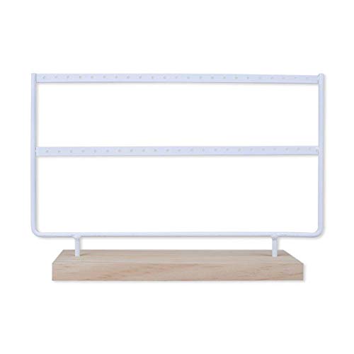 Organizador del sostenedor del pendiente, soporte del pendiente del organizador del pendiente del perno Soporte de la joyería de almacenamiento grande básico de metal y madera negro para colgar
