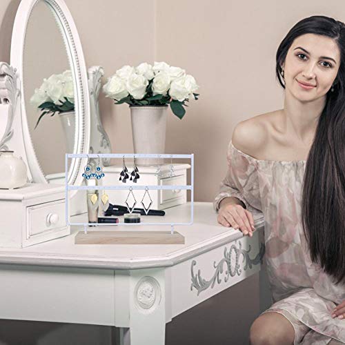 Organizador del sostenedor del pendiente, soporte del pendiente del organizador del pendiente del perno Soporte de la joyería de almacenamiento grande básico de metal y madera negro para colgar