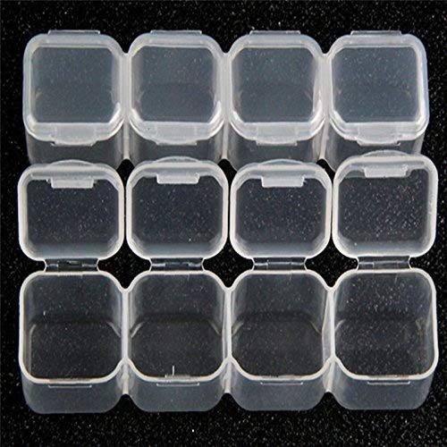 Organizador extraíble de plástico transparente, Nail Art Rhinestone 28-Grid Jewelry Diamonds Earrings Beads Collar Caja de almacenamiento vitrina