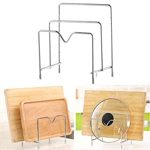 Organizadores de armario 3 capas Soportes de utensilios de cocina de acero inoxidable multifuncionales Tapa de la olla Soporte del estante Organizador Tabla de cortar Estante Estante de la despensa