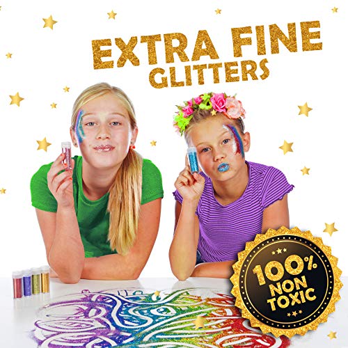 Original Stationery Set de 24 Botes de Purpurina Brillantina para Manualidades (Scrapbooking, Jabón, Slime), Maquillaje (Cara, Uñas y Ojos), Glitter muy Brillante