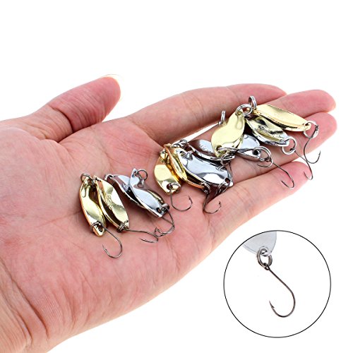 OriGlam - 12 anzuelos de pesca duros de metal, con gancho de acero de alto carbono para perca y trucha en agua salada y agua dulce