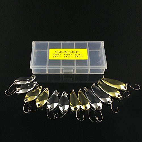 OriGlam - 12 anzuelos de pesca duros de metal, con gancho de acero de alto carbono para perca y trucha en agua salada y agua dulce