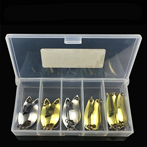 OriGlam - 12 anzuelos de pesca duros de metal, con gancho de acero de alto carbono para perca y trucha en agua salada y agua dulce