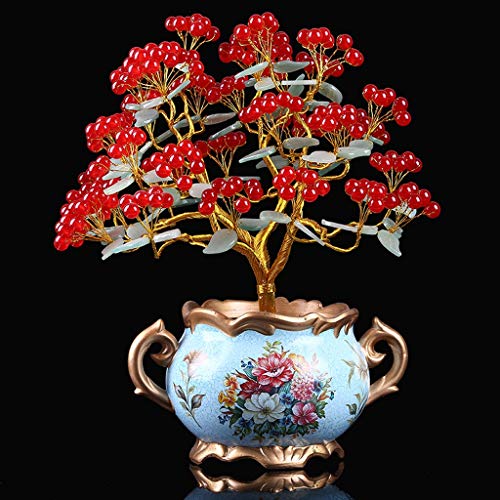 Ornamento de Escritorio Natural de cristal cornalina aventurina verde Fortuna dinero de la suerte decoración del árbol de gabinete del vino Decoración de la sala de estar cambio de oficina regalo arte