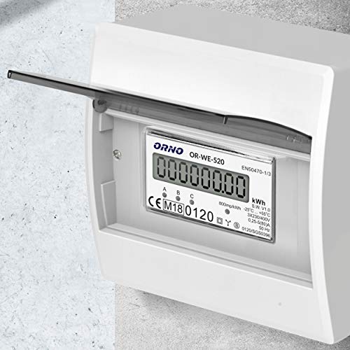 ORNO WE-520 Medidor De Consumo Electrico Trifásica Con Certificado MID 0.25A - 80A, 230v/400v, 50/60hz, 800 Imp/kwh