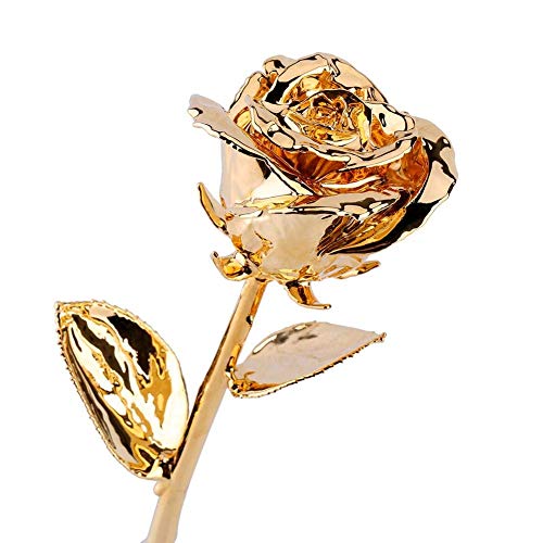 Oro Rosa de 24 Quilates, Hoja de Flor templada de Larga Talla, Relleno, Regalo para el Amor del día de San Valentín para Siempre Madre/Amante/pequeña.