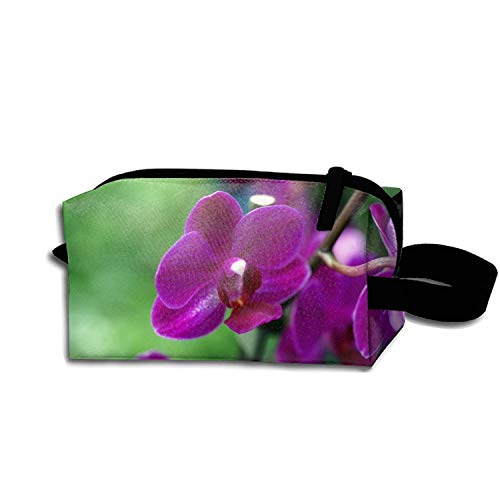Orquídeas violetas que pintan la bolsa de cosméticos de viaje Estuche de maquillaje portátil Porta lápices
