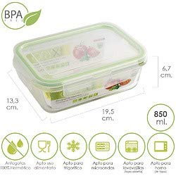 Oryx 5024010 Recipiente Hermético, Cristal 850 ml, 19.5 x 13.3 x6 .7 (altura) cm