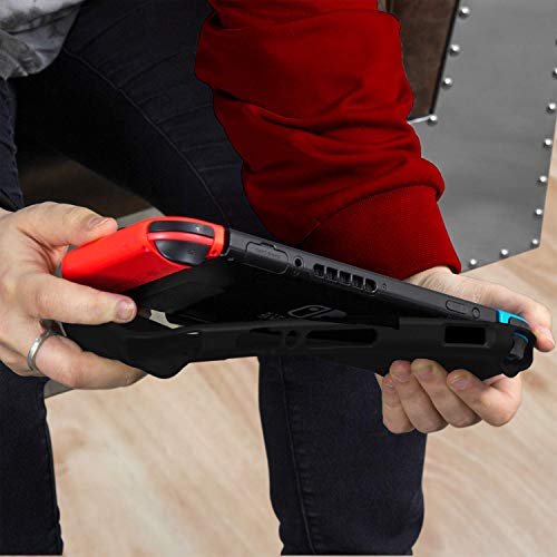 Orzly Funda Comfort Grip Case para la Nintendo Switch – Carcasa Protectora con puños de Mano Rellenos Integrados para la Parte Posterior de la Consola Nintendo Switch en su Modo Gamepad - Negro Mate