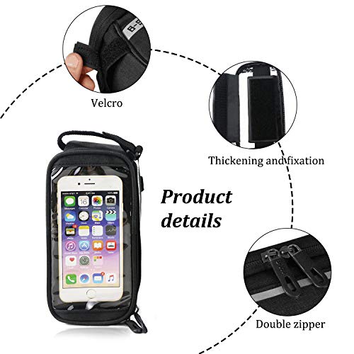 Osugin - Bolsa para marco de bicicleta, resistente al agua, soporte para teléfono celular con ventana táctil para smartphone de menos de 6 pulgadas
