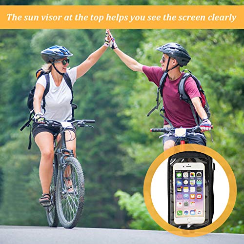 Osugin - Bolsa para marco de bicicleta, resistente al agua, soporte para teléfono celular con ventana táctil para smartphone de menos de 6 pulgadas