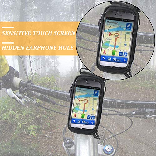 Osugin - Bolsa para marco de bicicleta, resistente al agua, soporte para teléfono celular con ventana táctil para smartphone de menos de 6 pulgadas